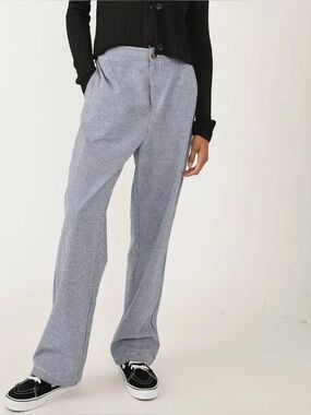 Free People Kate Micro Plaid Gingham Picnic Print Pants